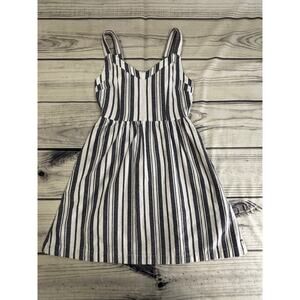 Roxy Sz S Cotton Linen Blend Dress Pockets Stripe Cute Spring Festival
